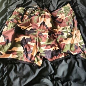 Camo Athletic Shorts - Green Brown Black